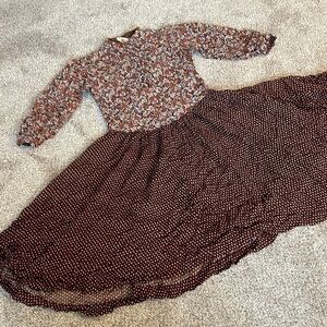 Victor Costa vintage brown floral dress small to medium